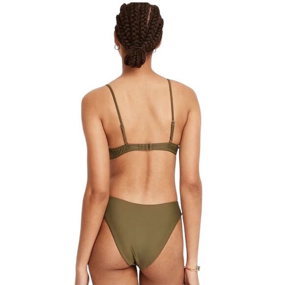 J. Crew Curved Waist Cheeky Bikini Bottom Green Size Medium NWT - Picture 4 of 11